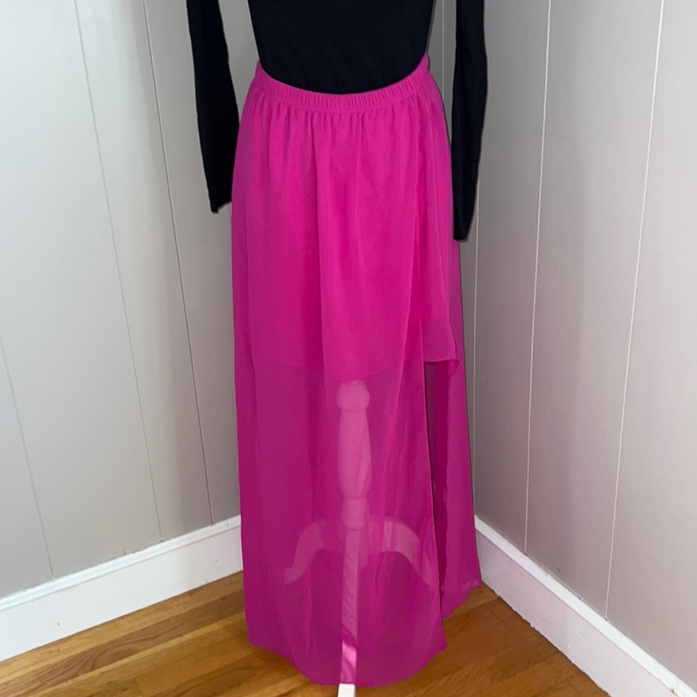 Magenta Maxi Skirt with Slit